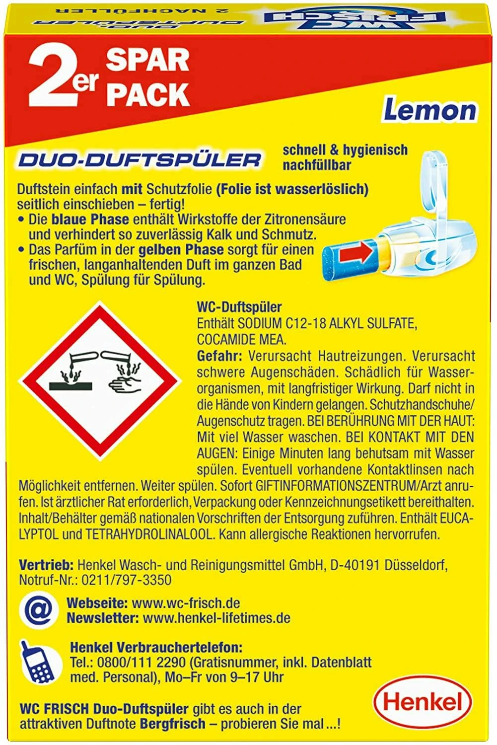 WC FRISCH Duo-Duftspüler Lemon WC-Reiniger WC-Duftstein Nachfüllpack 1x2 Stück 8 WC FRISCH Duo-Duftspüler Lemon WC-Reiniger WC-Duftstein Nachfüllpack 1x2 Stück – Bild 6