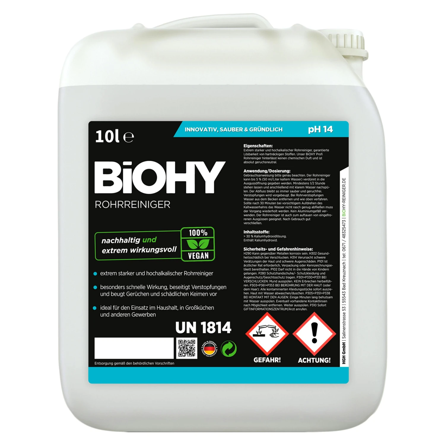 BiOHY Rohrreiniger (50x10l Kanister) | EXTRA STARK | Flüssiger, Hochkonzentrierter Abflussreiniger | Geruchsneutral | Für Alle Verstopfungen 4 BiOHY Rohrreiniger (50x10l Kanister) | EXTRA STARK | Flüssiger, Hochkonzentrierter Abflussreiniger | Geruchsneutral | Für Alle Verstopfungen – Bild 2