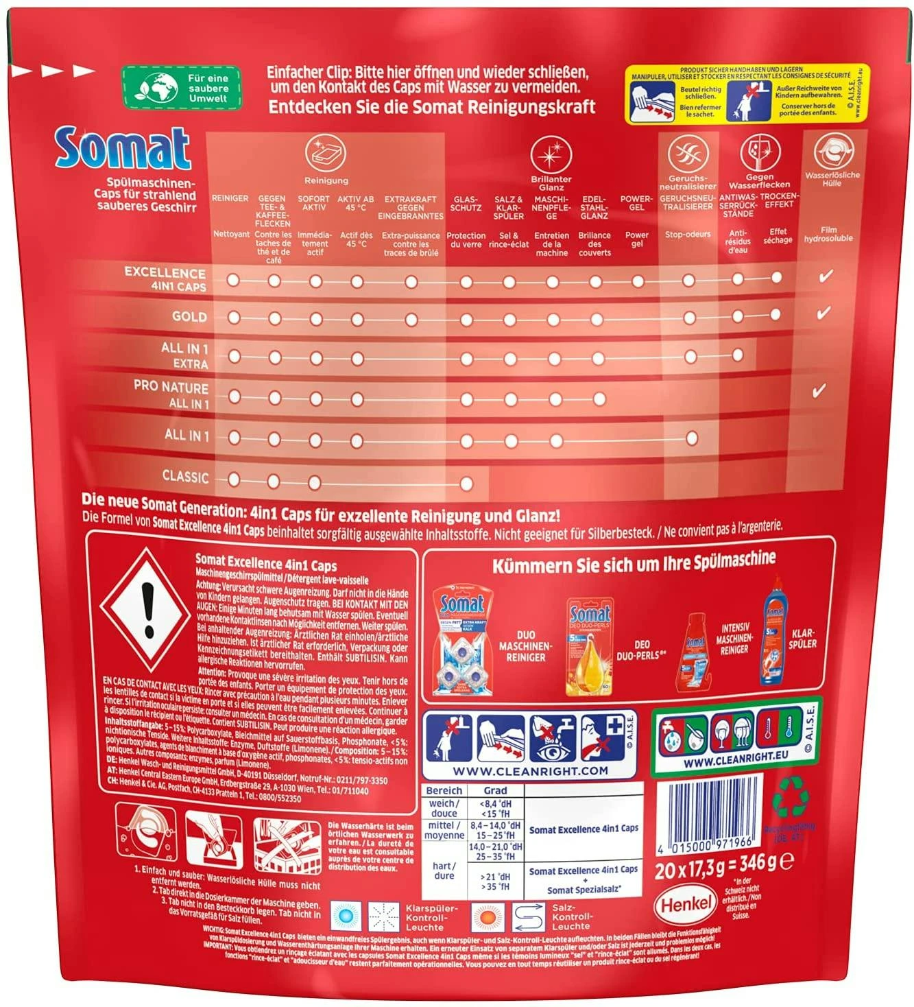 Somat Excellence 4in1 Caps 2x20 Caps Spülmaschinen Reinigung Geschirrspülmittel 9 Somat Excellence 4in1 Caps 2x20 Caps Spülmaschinen Reinigung Geschirrspülmittel – Bild 7