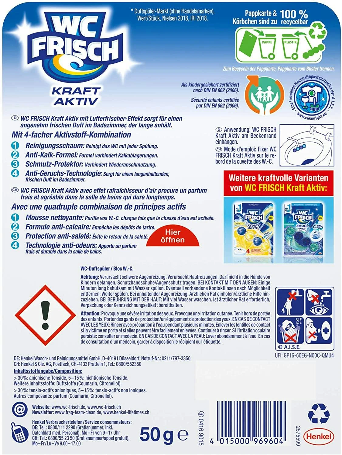 WC-Frisch Kraft Aktiv Duftspüler Frische Brise 50g WC-Reiniger Reinigung 8 WC-Frisch Kraft Aktiv Duftspüler Frische Brise 50g WC-Reiniger Reinigung – Bild 6