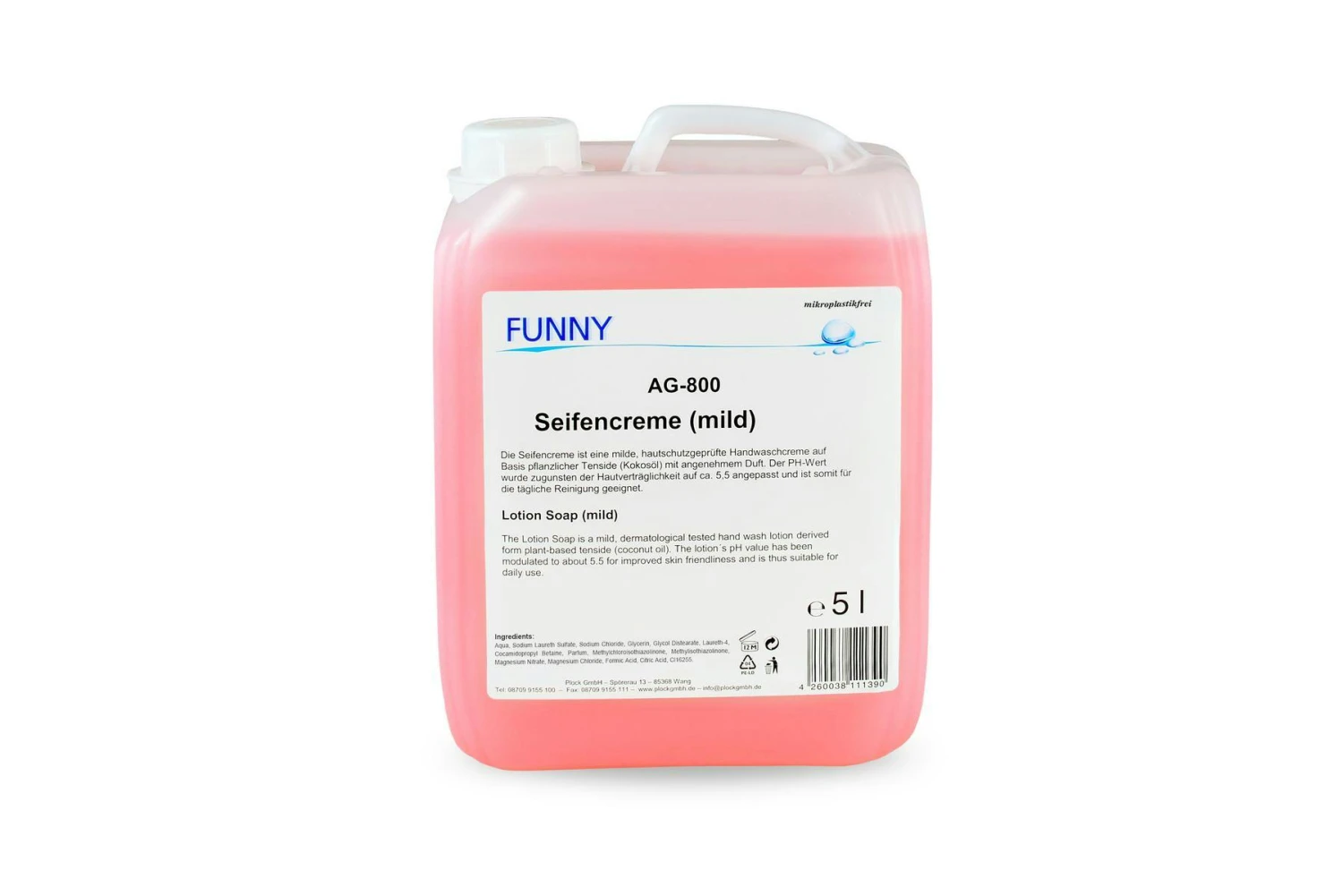 Funny Seifencreme, Rosa, 5 Liter, Ph-hautneutral, Mikroplastikfrei 3 Funny Seifencreme, Rosa, 5 Liter, Ph-hautneutral, Mikroplastikfrei