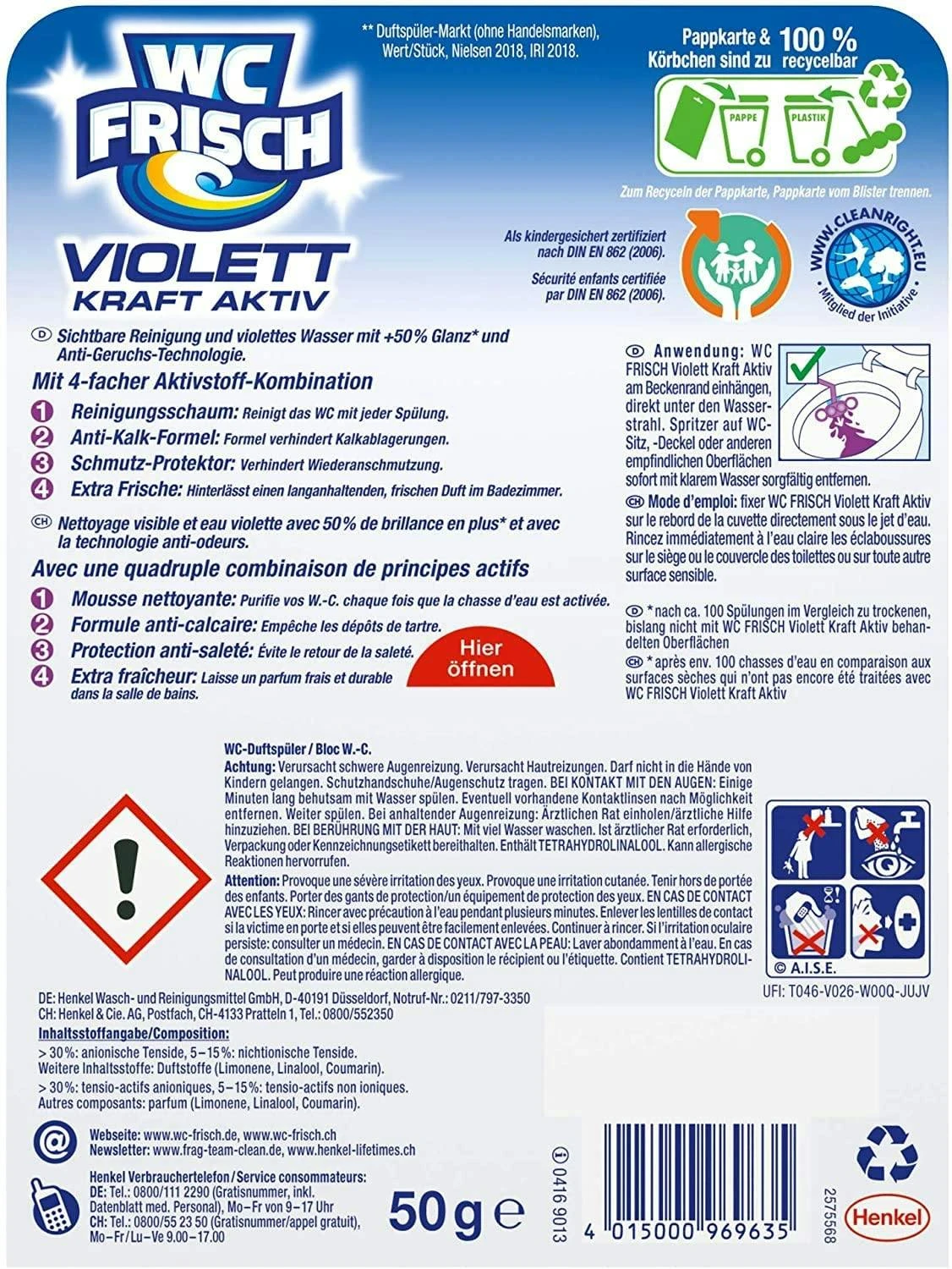 WC FRISCH Kraft Aktiv Violettspüler Magnolie 5x50g WC Reiniger Reinigung 8 WC FRISCH Kraft Aktiv Violettspüler Magnolie 5x50g WC Reiniger Reinigung – Bild 6