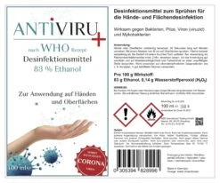 ANTiVIRU+ | Desinfektionsmittel 12x 100ml Aerosoldose | Handdesinfektion & Flächendesinfektion | Viruzid | Anwendungsfertig -Geschäft Für Haushaltsreinigung aaa8e0bf 2751 4487 bdac 08cc03cb0c77