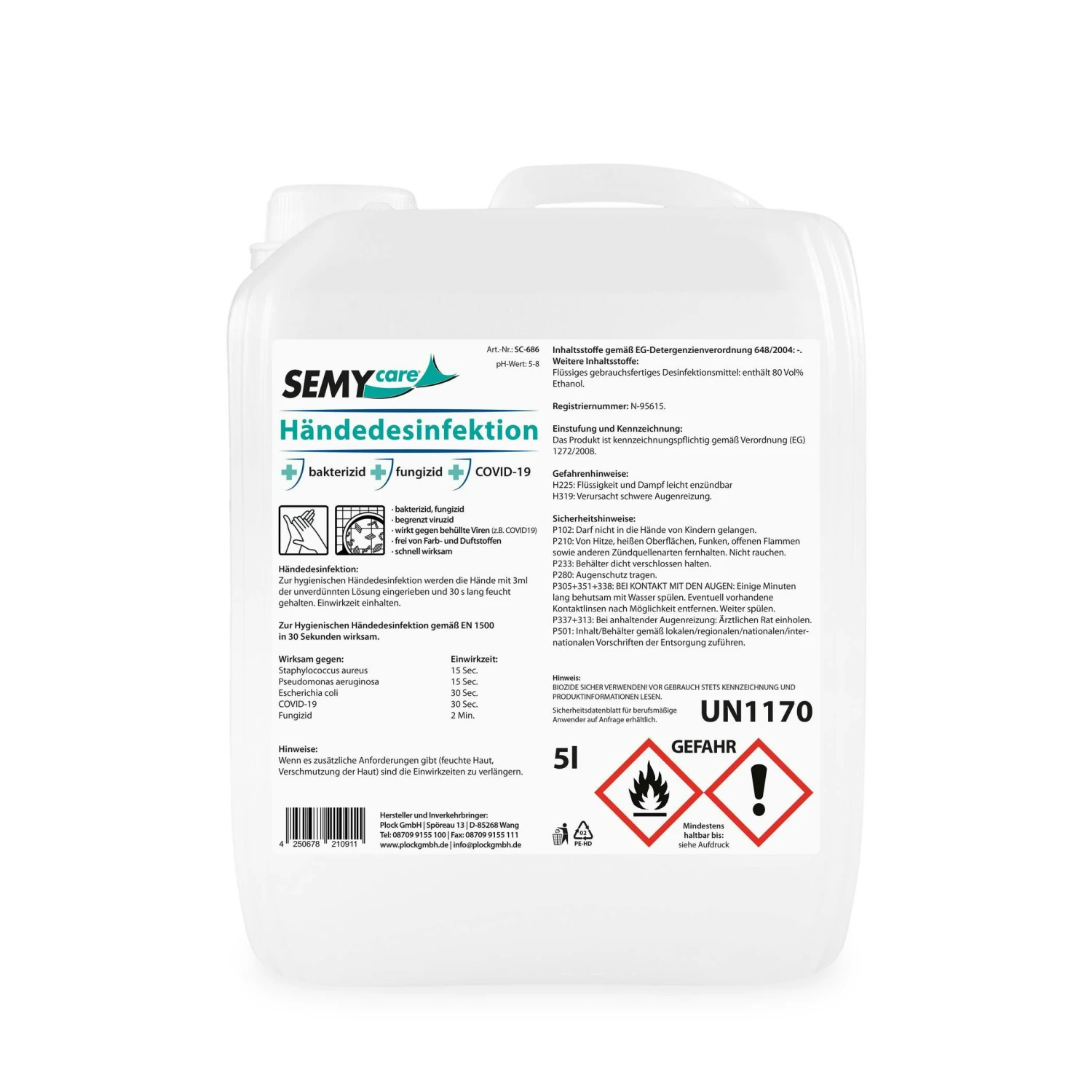 SemyCare Händedesinfektion | 80 Vol% Ethanol | 15 X 500 Ml Pumpflasche 6 SemyCare Händedesinfektion | 80 Vol% Ethanol | 15 X 500 Ml Pumpflasche – Bild 4