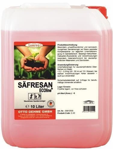 Lorito Säfresan Ecoline Kennzeichnungsfreier Alkalischer Sanitärreiniger 10 Liter 3 Lorito Säfresan Ecoline Kennzeichnungsfreier Alkalischer Sanitärreiniger 10 Liter